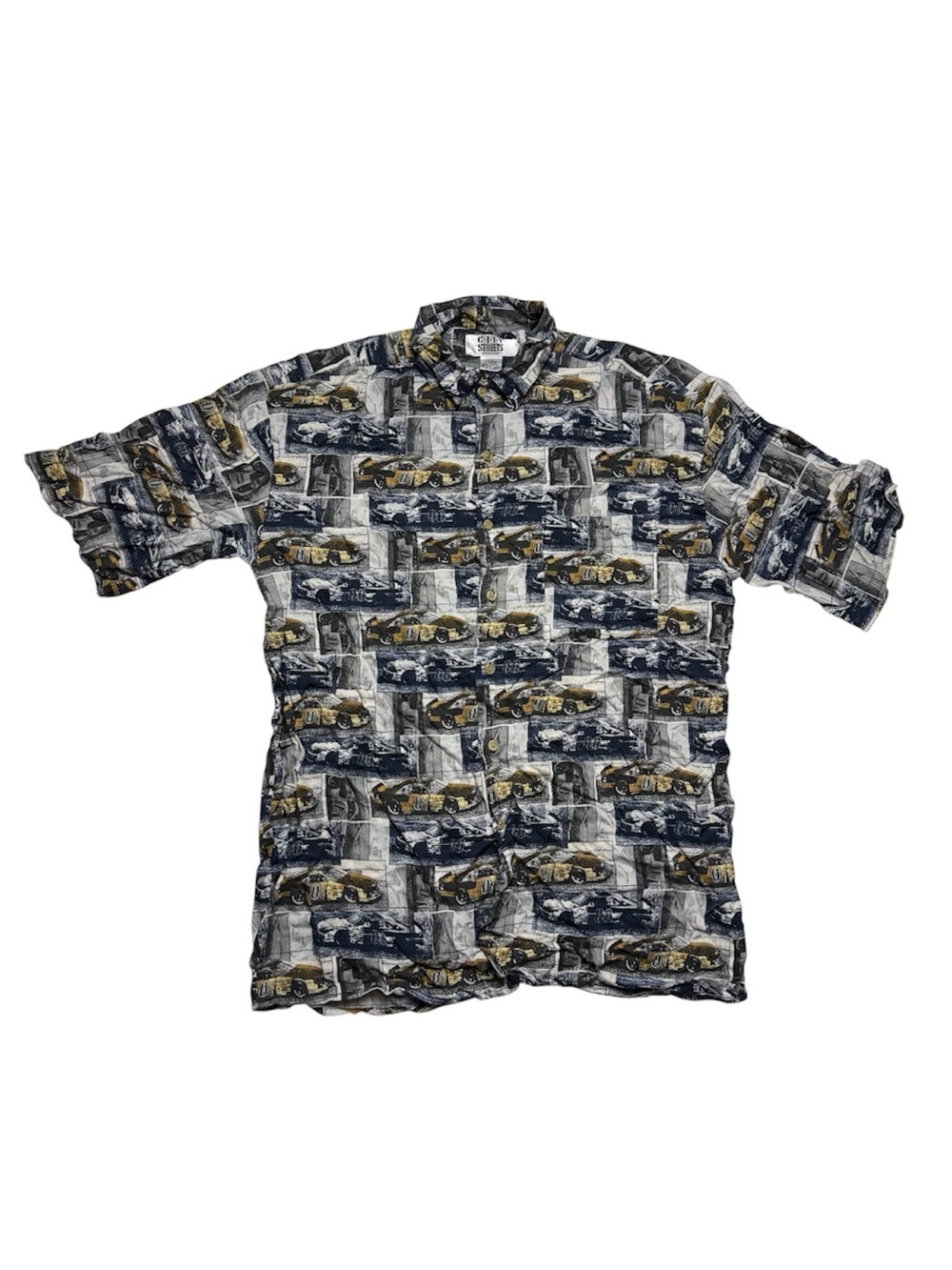 Vintage City Streets Inspired Navy & Gray Printed Men’s Shirt